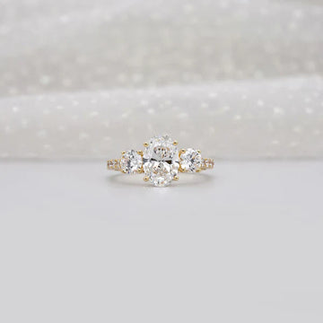 2.40tcw Oval & Round Lab-Grown Diamond Ring | Three-Stone Trellis Setting | IGI Certified