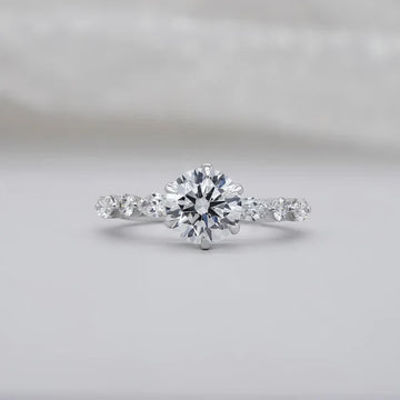 Round 2.20tcw Lab Grown Diamond Engagement Ring | Accent Set in White Gold | D-E-F Color | VVS–VS Clarity | IGI Certified | Modern Classic