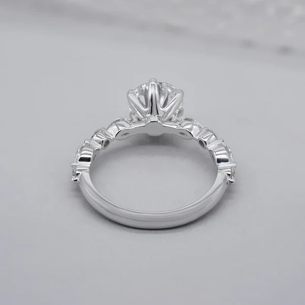 Round 2.20tcw Lab Grown Diamond Engagement Ring | Accent Set in White Gold | D-E-F Color | VVS–VS Clarity | IGI Certified | Modern Classic