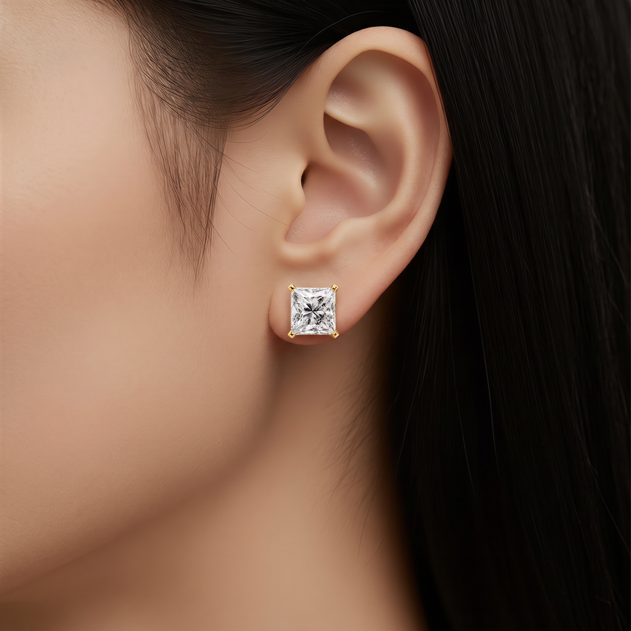 The Caelivra 3.04 CT Princess Stud Earrings