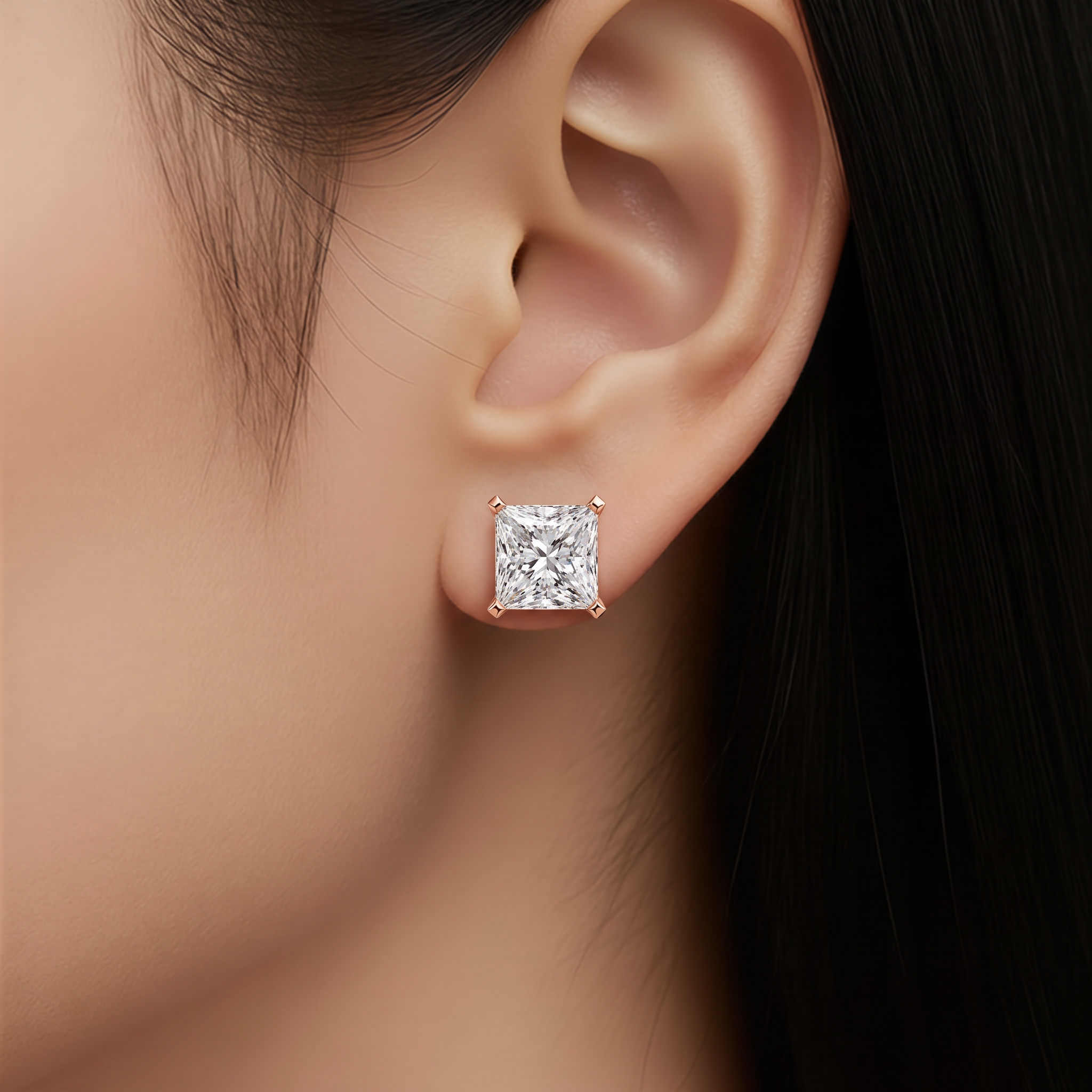 The Caelivra 3.04 CT Princess Stud Earrings