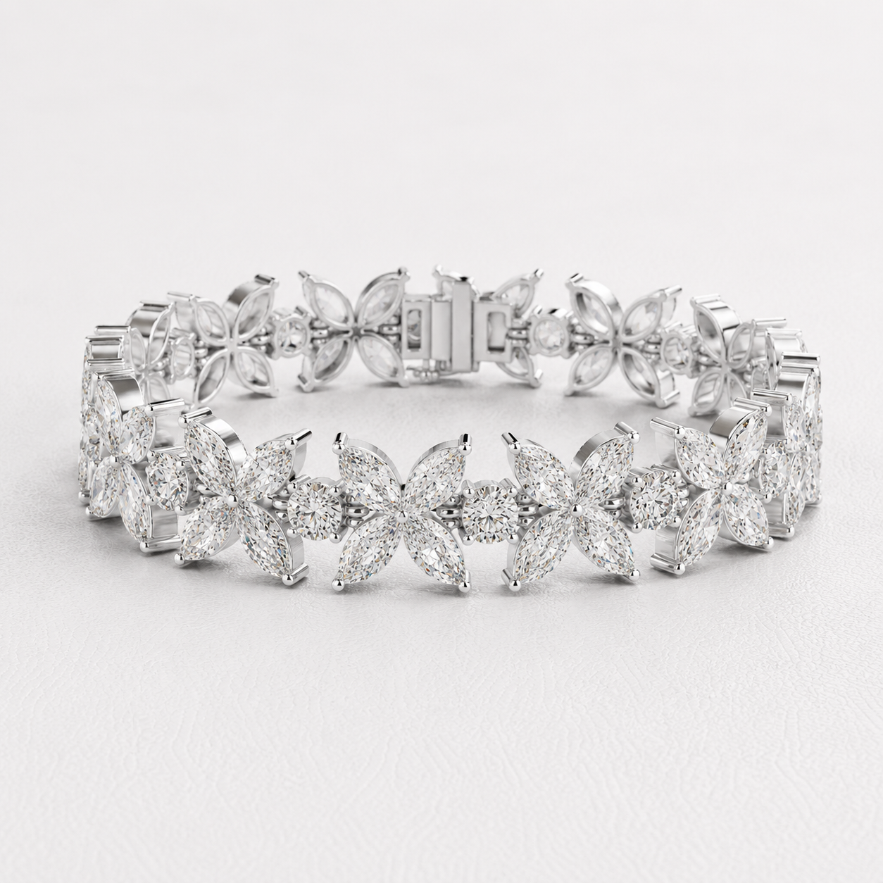 The Marivelle 14.05 CT Diamond Bracelet | White Gold, Platinum