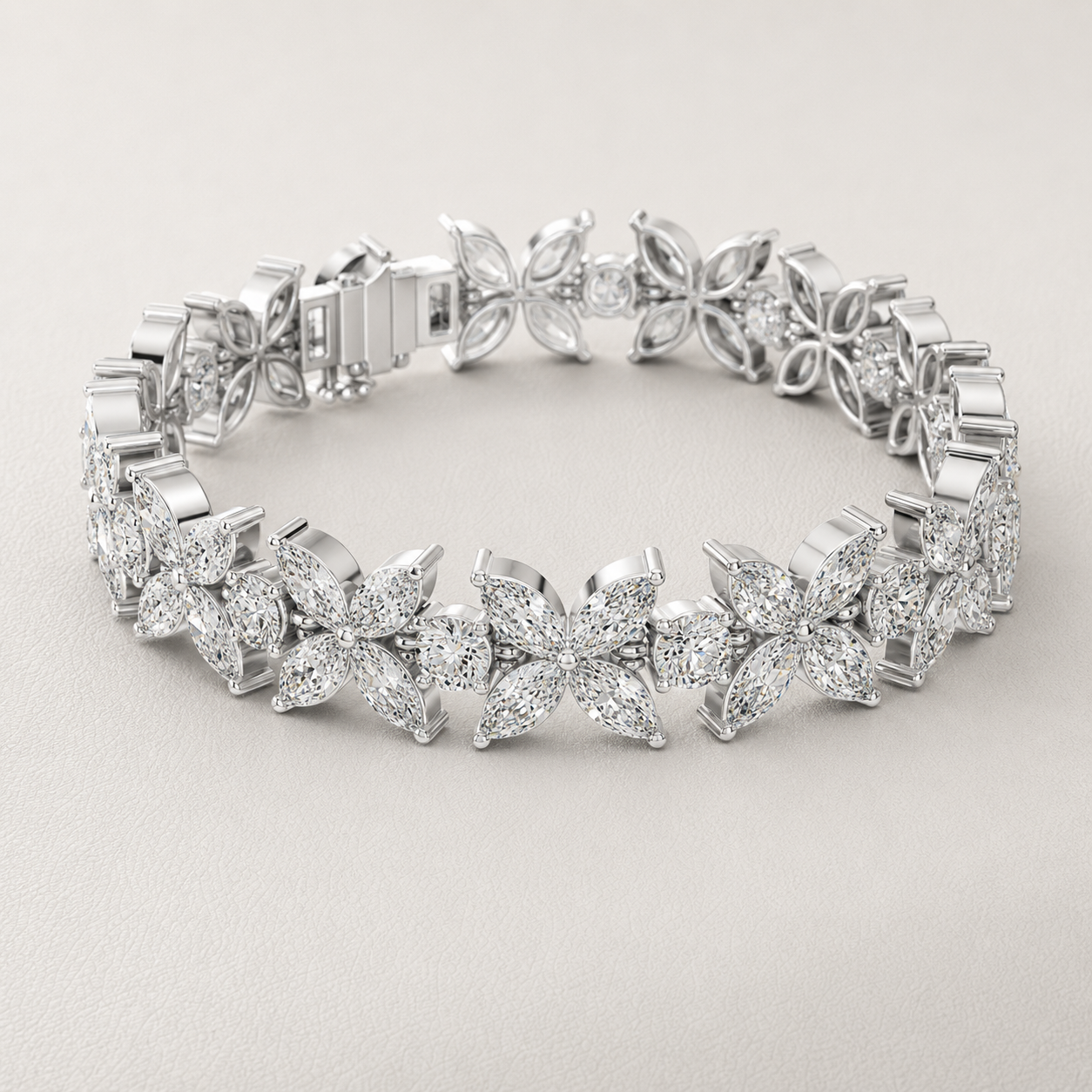The Marivelle 14.05 CT Diamond Bracelet | White Gold, Platinum