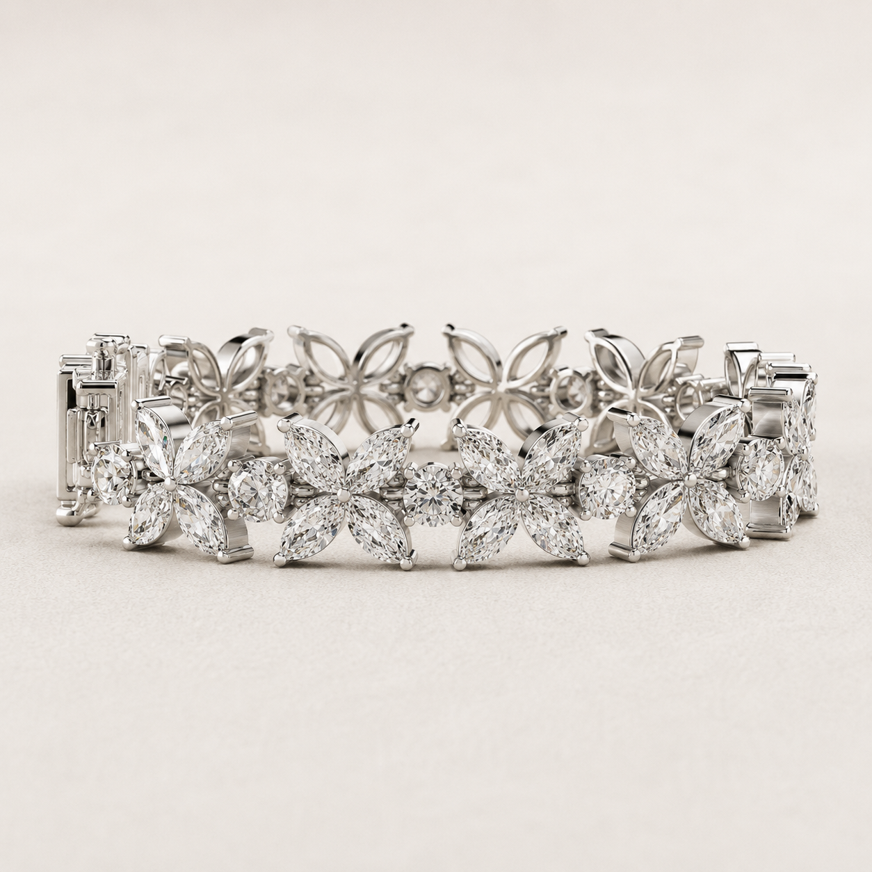 The Marivelle 14.05 CT Diamond Bracelet | White Gold, Platinum