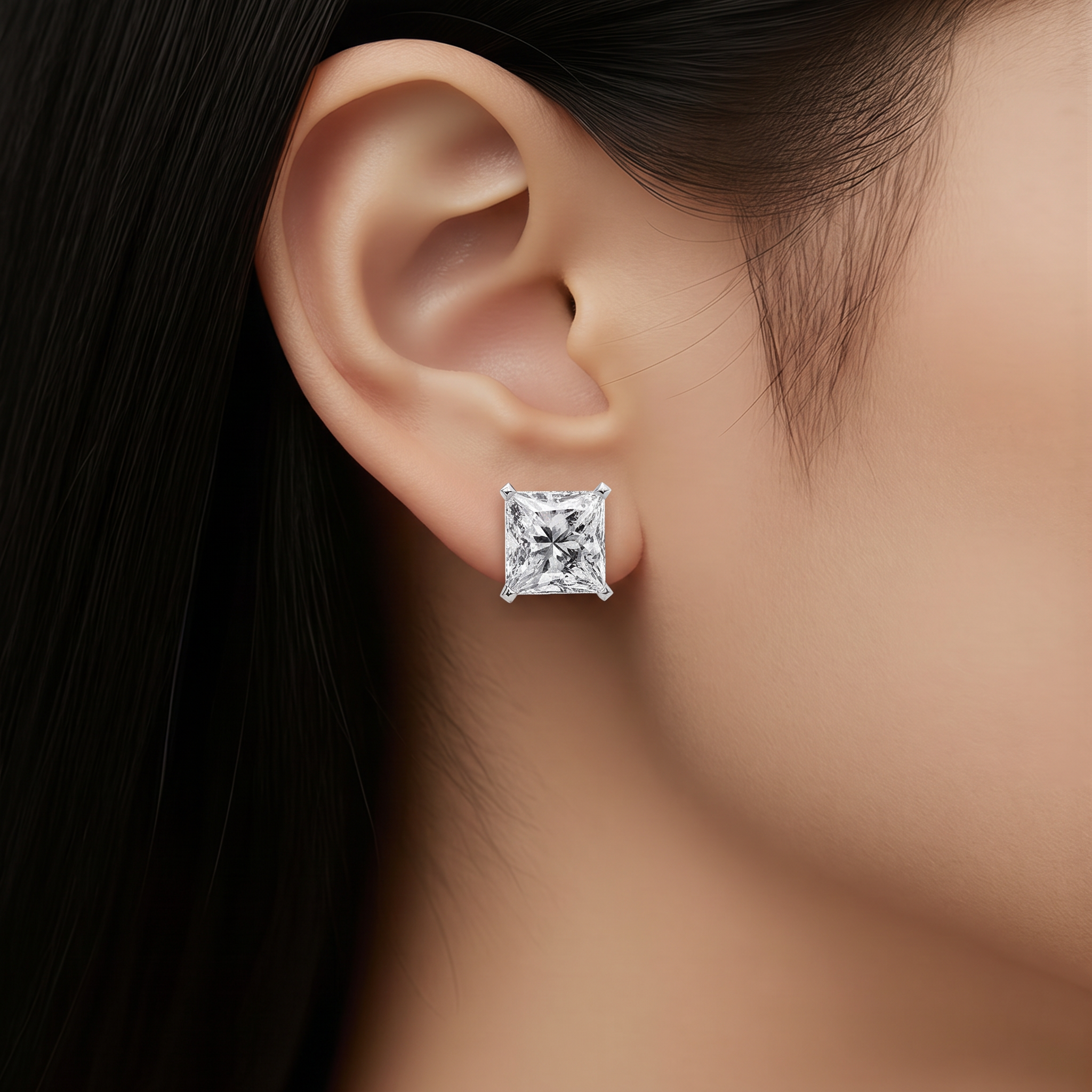 The Caelivra 3.04 CT Princess Stud Earrings