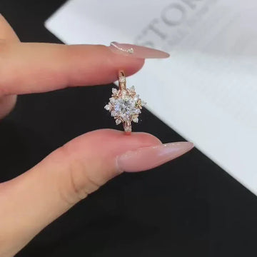 1.30tcw Round Lab Diamond Halo Engagement Ring | Vintage Yellow Gold | IGI Certified