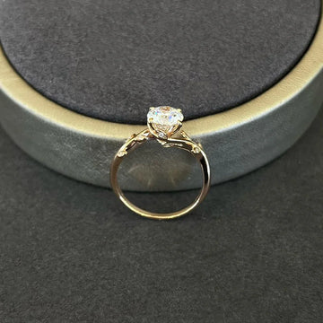1.10tcw Round Lab Diamond Leaf Engagement Ring | 1.00ct Center | Ethical & IGI Certified