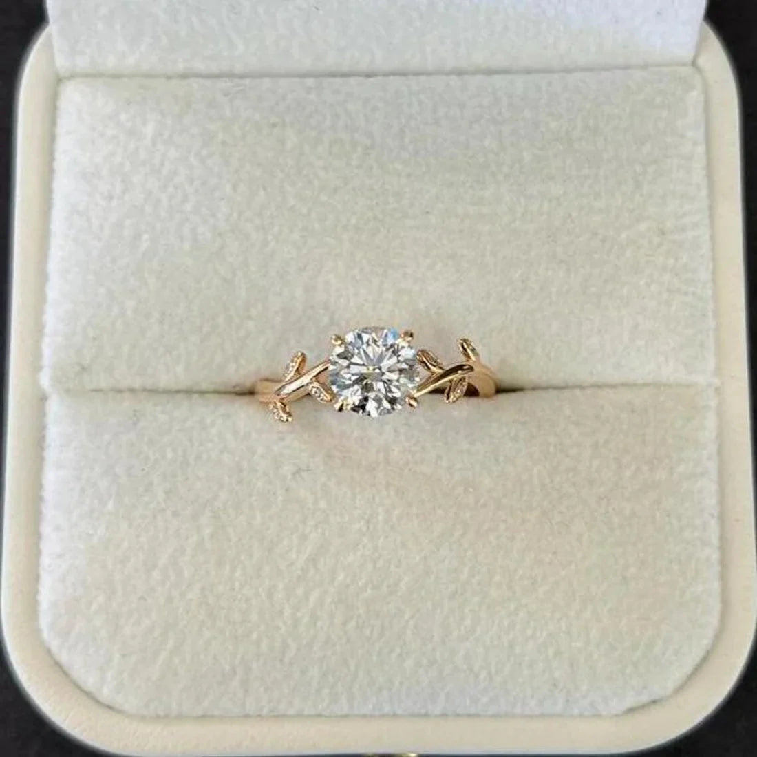 1.10tcw Round Lab Diamond Leaf Engagement Ring | 1.00ct Center | Ethical & IGI Certified