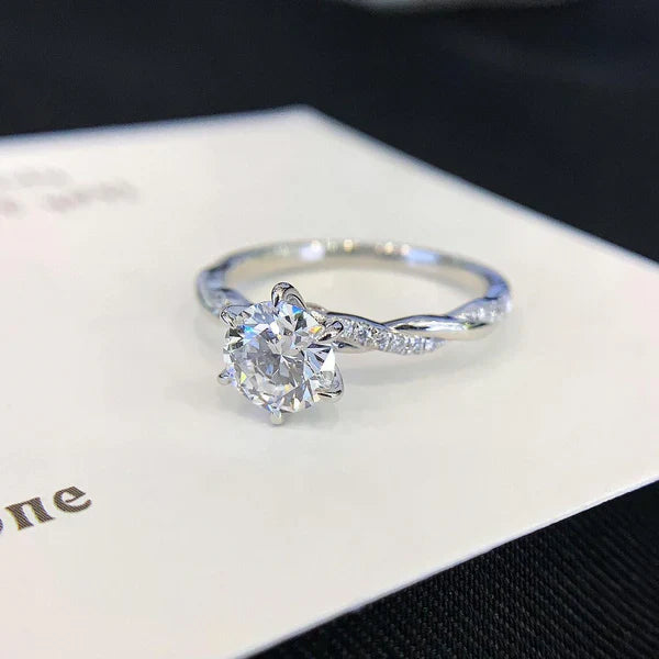 1.50ct Round Lab Grown Diamond Twisted Pavé Engagement Ring | IGI Certified | Ethical Gold