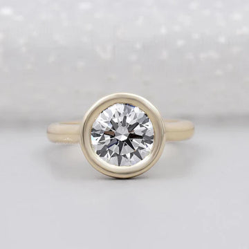 3.20TCW Round Cut Bezel Set Engagement Ring Solid 18K Yellow Gold Solitaire Ring