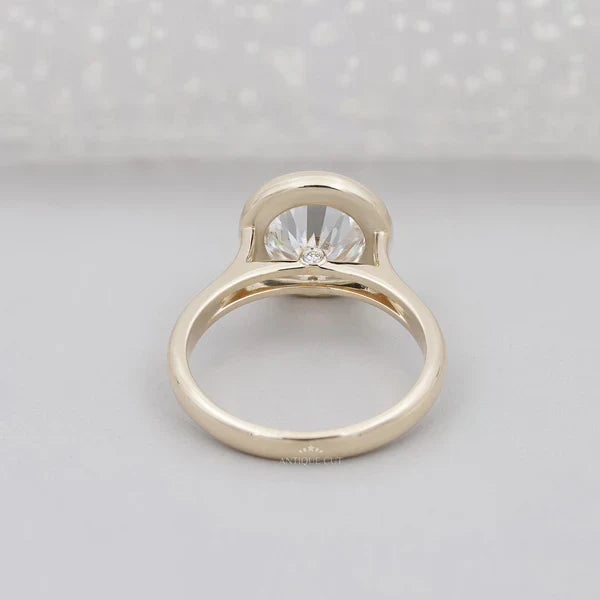 3.20TCW Round Cut Bezel Set Engagement Ring Solid 18K Yellow Gold Solitaire Ring