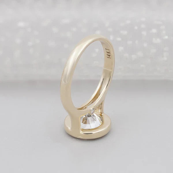 3.20TCW Round Cut Bezel Set Engagement Ring Solid 18K Yellow Gold Solitaire Ring