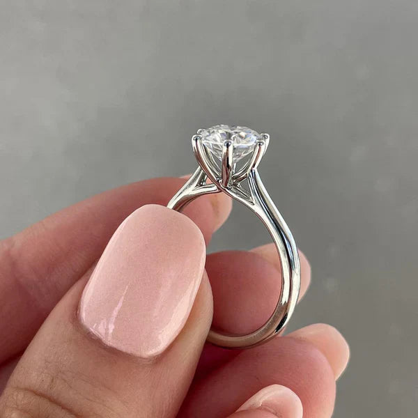 2.00ct Round Lab Diamond Cathedral Solitaire Ring | 6-Claw Setting | IGI Certified