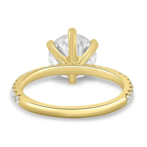 Round 2.50tcw Lab Grown Diamond Pave Engagement Ring | IGI Certified | Yellow Gold