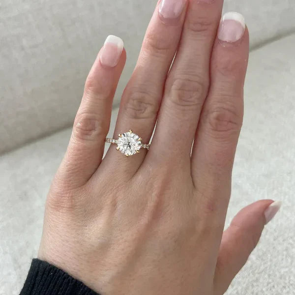 Round 2.50tcw Lab Grown Diamond Pave Engagement Ring | IGI Certified | Yellow Gold