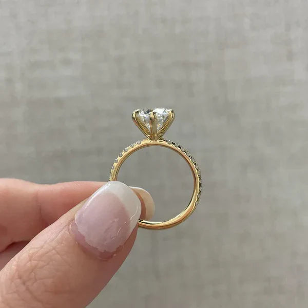 Round 2.50tcw Lab Grown Diamond Pave Engagement Ring | IGI Certified | Yellow Gold