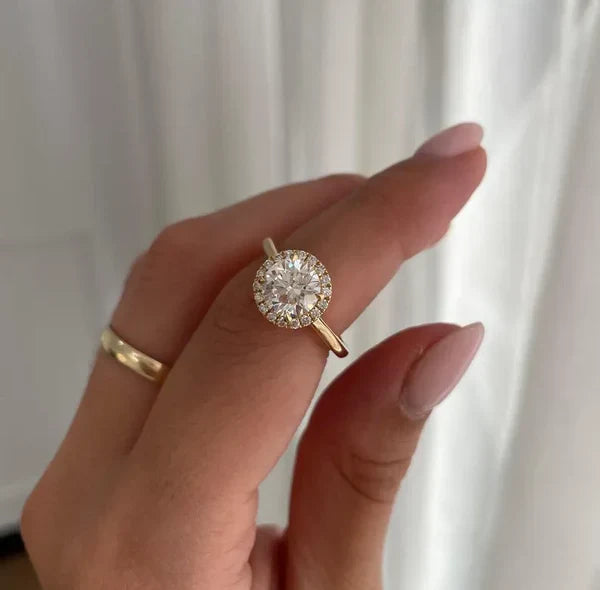 1.45tcw Round Lab Grown Diamond Halo Engagement Ring | 1.25ct Center | IGI Certified