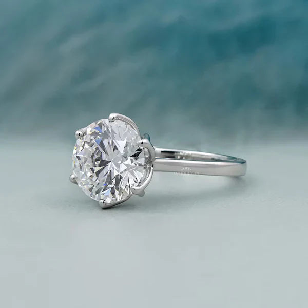 3.50ct Round Cut Lab Grown Diamond Engagement Ring in Platinum 6 Prong Solitaire Ring