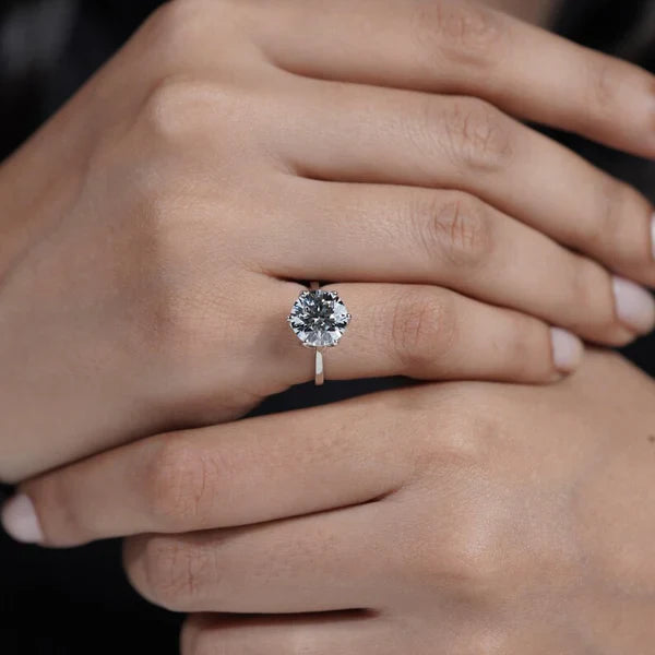 3.50ct Round Cut Lab Grown Diamond Engagement Ring in Platinum 6 Prong Solitaire Ring
