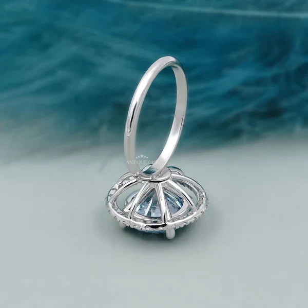 5.50tcw Fancy Blue Diamond Ring | Round Halo Engagement Ring | Luxury Fine Jewelry