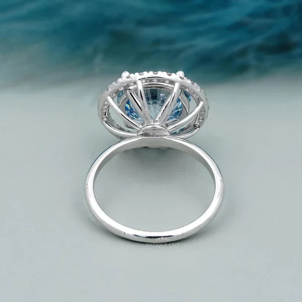 5.50tcw Fancy Blue Diamond Ring | Round Halo Engagement Ring | Luxury Fine Jewelry