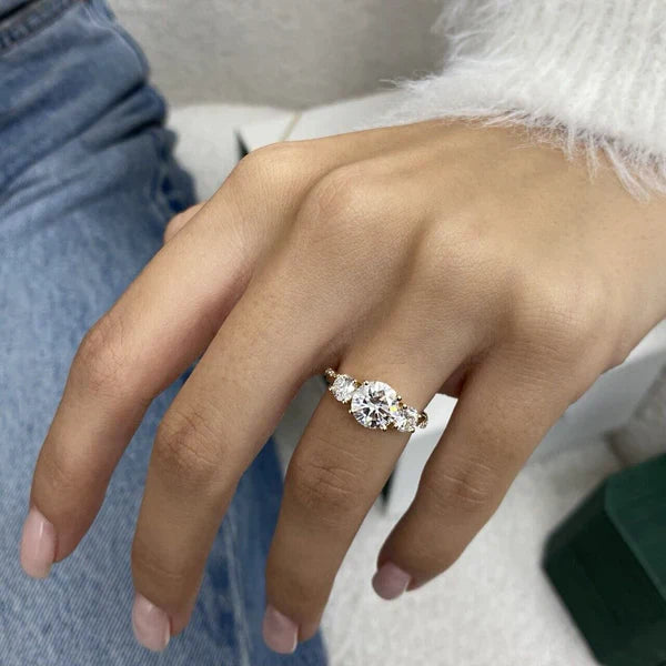 Round 2.50tcw Lab Grown Diamond Three Stone Engagement Ring, EF Color, VS Clarity, IGI Certificate