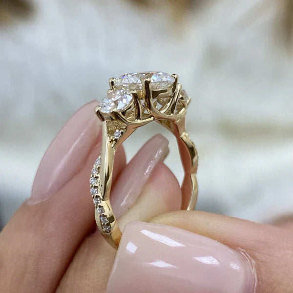 Round 2.50tcw Lab Grown Diamond Three Stone Engagement Ring, EF Color, VS Clarity, IGI Certificate