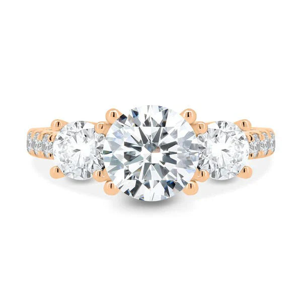 2.70tcw Round Lab Diamond Three Stone Ring | Solitaire Style | IGI Certified | White Gold