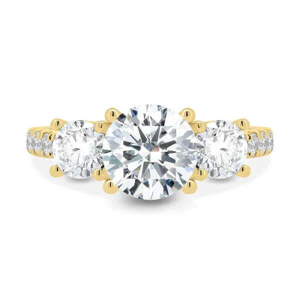 2.70tcw Round Lab Diamond Three Stone Ring | Solitaire Style | IGI Certified | White Gold