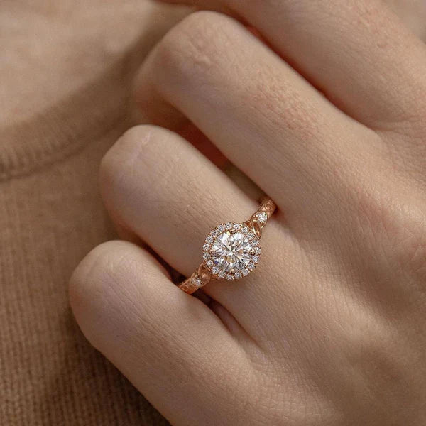 1.20ct Round Lab Grown Diamond Engagement Ring | Halo Cathedral | IGI Certified | Rose Gold | VVS–VS Clarity