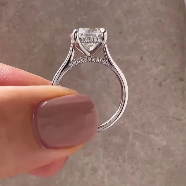 3.20ctw Round Lab Grown Diamond Hidden Halo Engagement Ring | IGI Certified | Custom Gold & Platinum