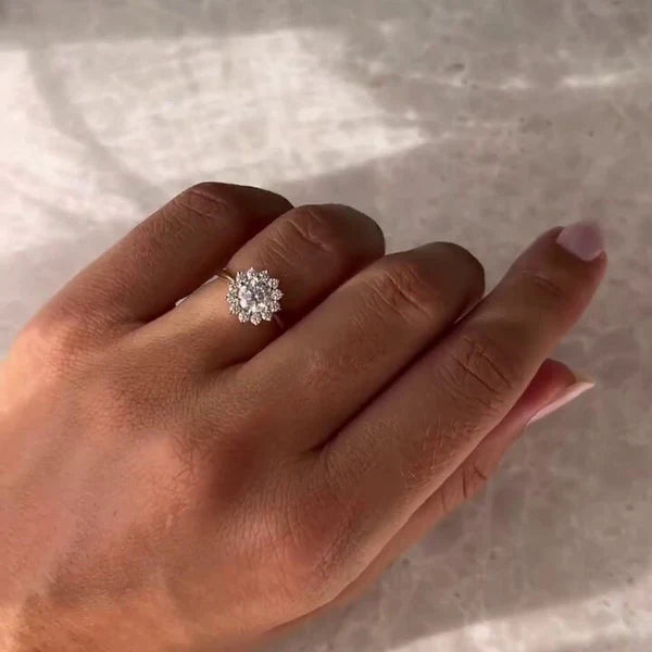 Round 1.00tcw Lab Diamond Cathedral Halo Engagement Ring | 0.70ct Center | IGI Certified