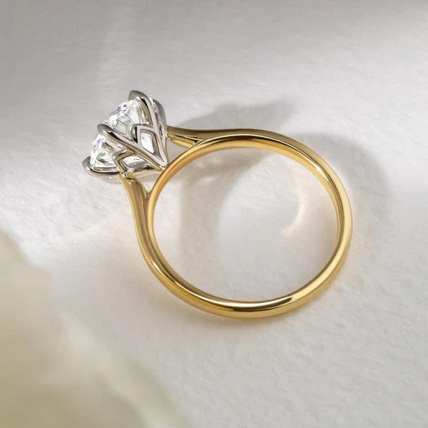 2.00ct Two-Tone Cathedral Lab Grown Diamond Engagement Ring | IGI Certified | 6-Prong Setting