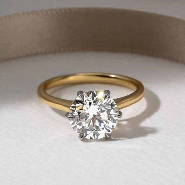 2.00ct Two-Tone Cathedral Lab Grown Diamond Engagement Ring | IGI Certified | 6-Prong Setting