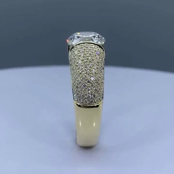 3.00ct Men’s Lab Grown Diamond Tension Pavé Ring | IGI Certified | Yellow Gold | VVS–VS Clarity
