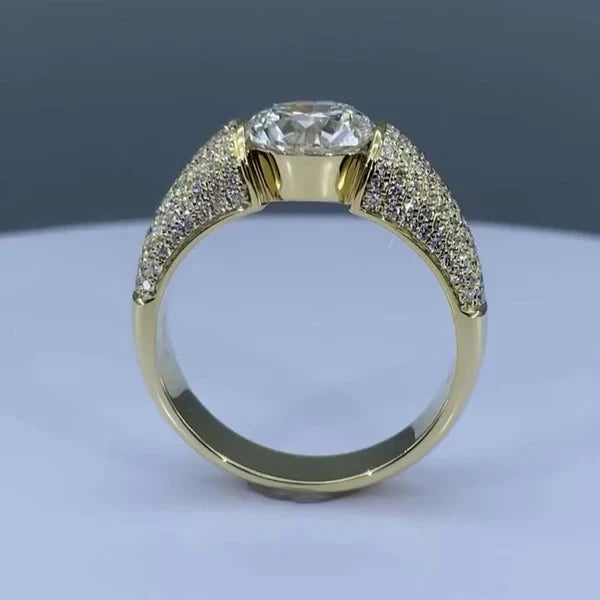 3.00ct Men’s Lab Grown Diamond Tension Pavé Ring | IGI Certified | Yellow Gold | VVS–VS Clarity