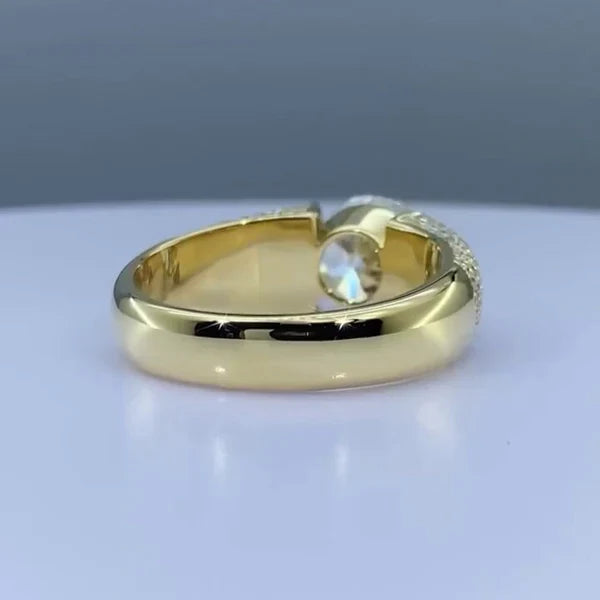 3.00ct Men’s Lab Grown Diamond Tension Pavé Ring | IGI Certified | Yellow Gold | VVS–VS Clarity