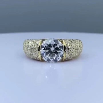 3.00ct Men’s Lab Grown Diamond Tension Pavé Ring | IGI Certified | Yellow Gold | VVS–VS Clarity