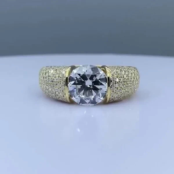 3.00ct Men’s Lab Grown Diamond Tension Pavé Ring | IGI Certified | Yellow Gold | VVS–VS Clarity
