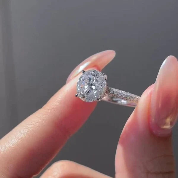3.00tcw Round Lab Diamond Halo Ring | Cathedral Setting | IGI Certified Engagement Ring