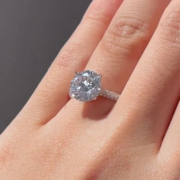 3.00tcw Round Lab Diamond Halo Ring | Cathedral Setting | IGI Certified Engagement Ring