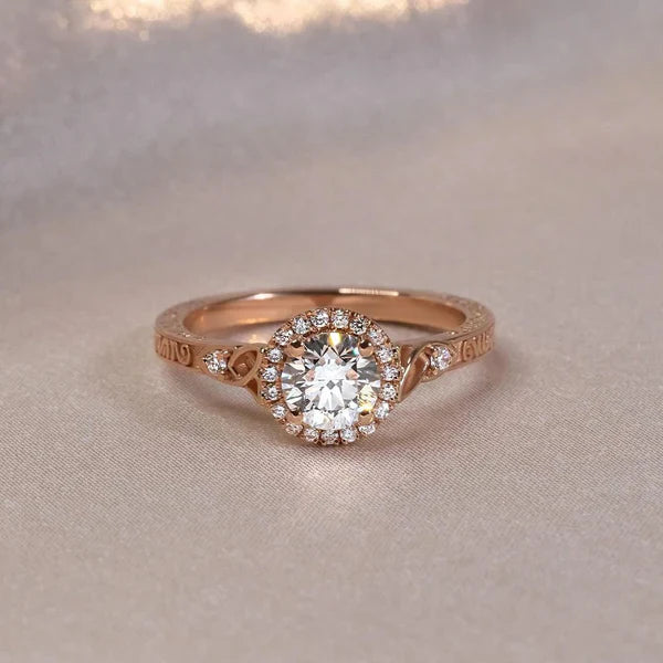 1.20ct Round Lab Grown Diamond Engagement Ring | Halo Cathedral | IGI Certified | Rose Gold | VVS–VS Clarity