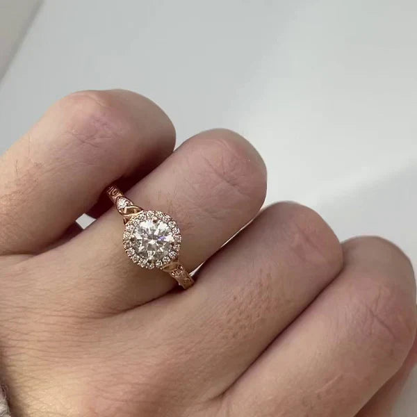 1.10tcw Round Lab Grown Diamond Pavé Solitaire Ring | 1ct Center | IGI Certified | Custom Gold