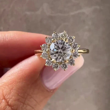Round 1.00tcw Lab Diamond Cathedral Halo Engagement Ring | 0.70ct Center | IGI Certified