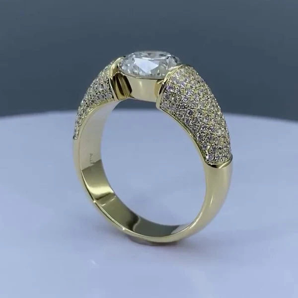 3.00ct Men’s Lab Grown Diamond Tension Pavé Ring | IGI Certified | Yellow Gold | VVS–VS Clarity