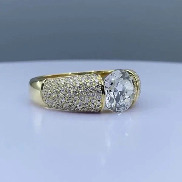 3.00ct Men’s Lab Grown Diamond Tension Pavé Ring | IGI Certified | Yellow Gold | VVS–VS Clarity