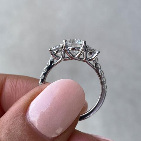 2.70tcw Round Lab Diamond Three Stone Ring | Solitaire Style | IGI Certified | White Gold