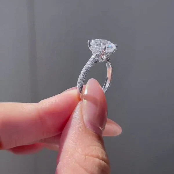 3.00tcw Round Lab Diamond Halo Ring | Cathedral Setting | IGI Certified Engagement Ring
