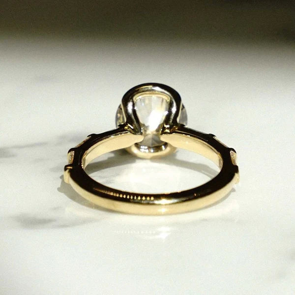 3.00tcw Lab Grown Round Diamond Ring | Bezel & Side Baguettes | Certified And Customizable