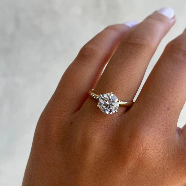 2.00ct Round Lab Diamond Six-Claw Solitaire Engagement Ring | IGI Certified | Yellow Gold